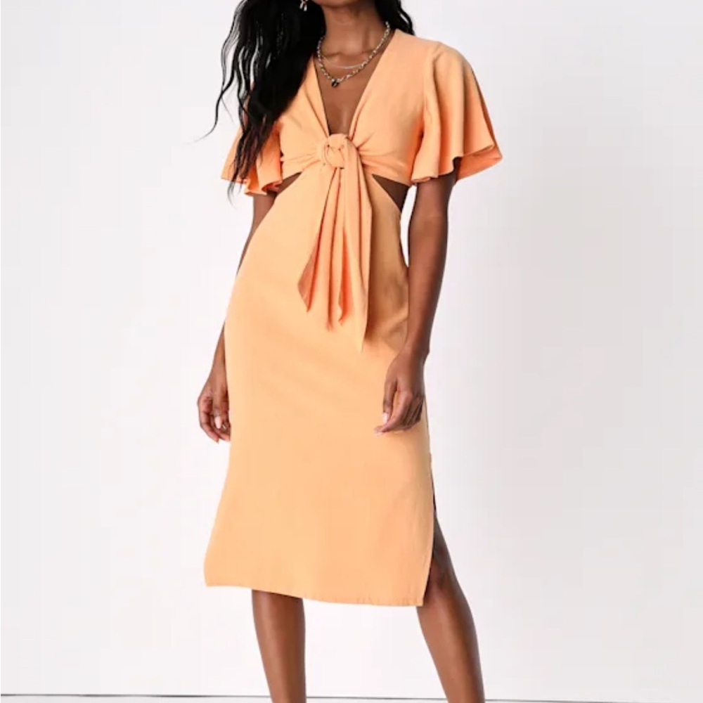 Lulus Tie-Front Midi Dress